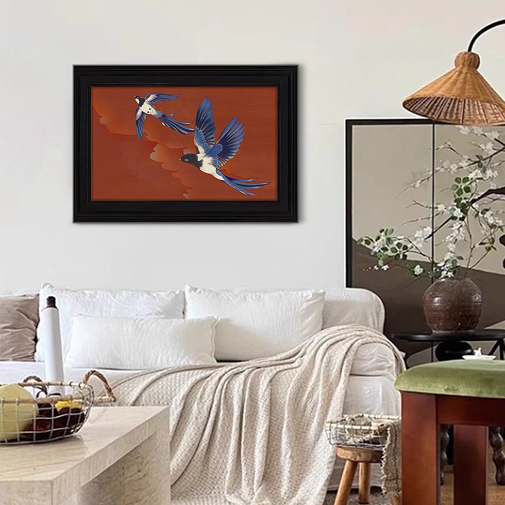 FOREST HILL Chinese Style Birds Painting With Black Frame