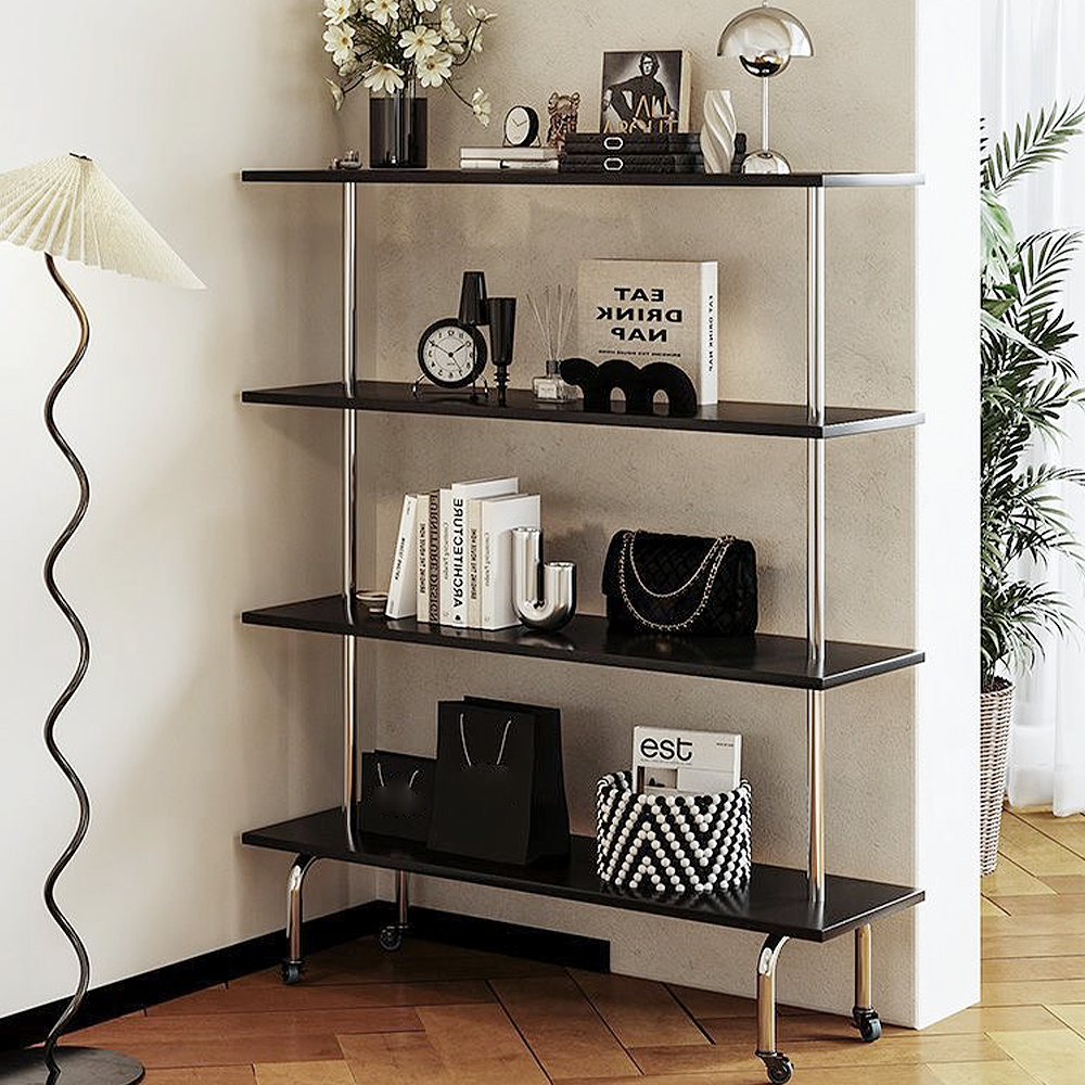 FOREST HILL Simple Multipurpose Black Display Shelf With Wheel