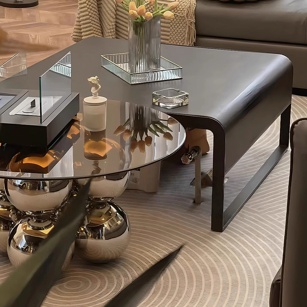 FOREST HILL Stainless steel glass coffee table household corner table