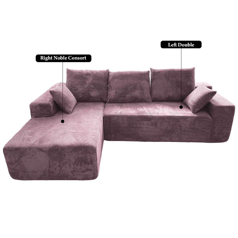 FOREST HILL 108" L-Shape Chenille Corduroy Upholstered Sofas with Side Chaise