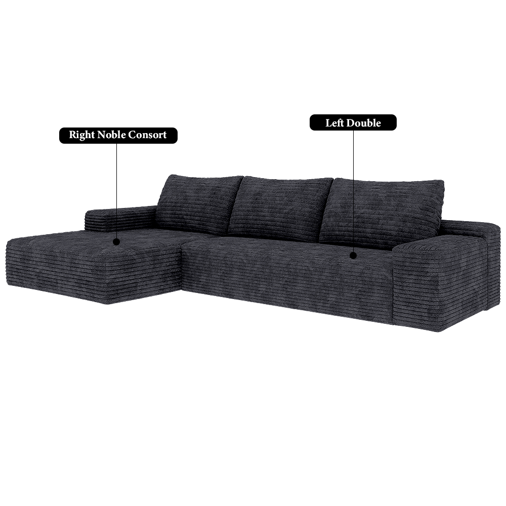 FOREST HILL 106“ L-shape Upholstered Deep Sitting Sofa with Chaise