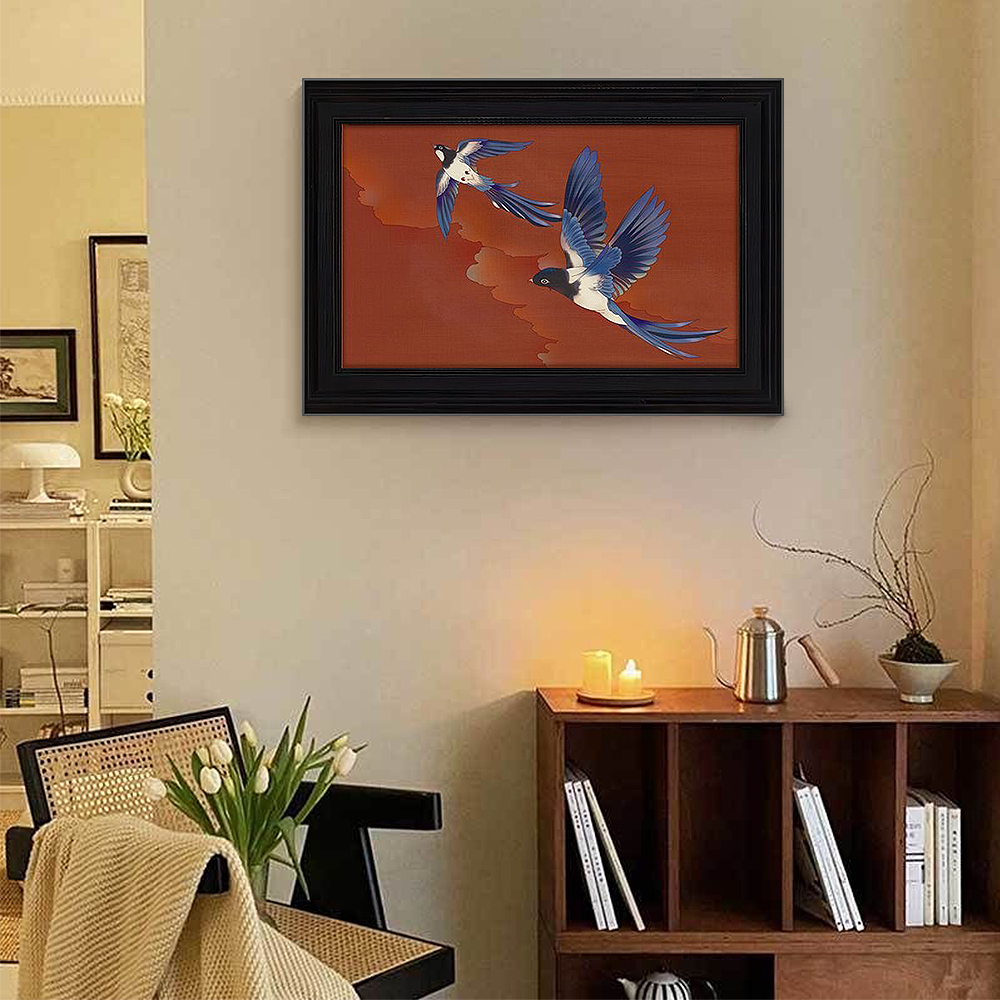 FOREST HILL Chinese Style Birds Painting With Black Frame