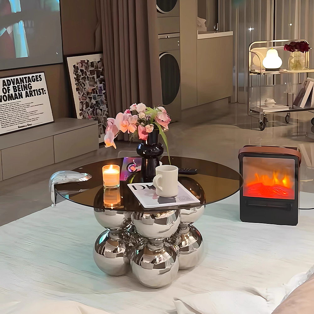 FOREST HILL Stainless steel glass coffee table household corner table