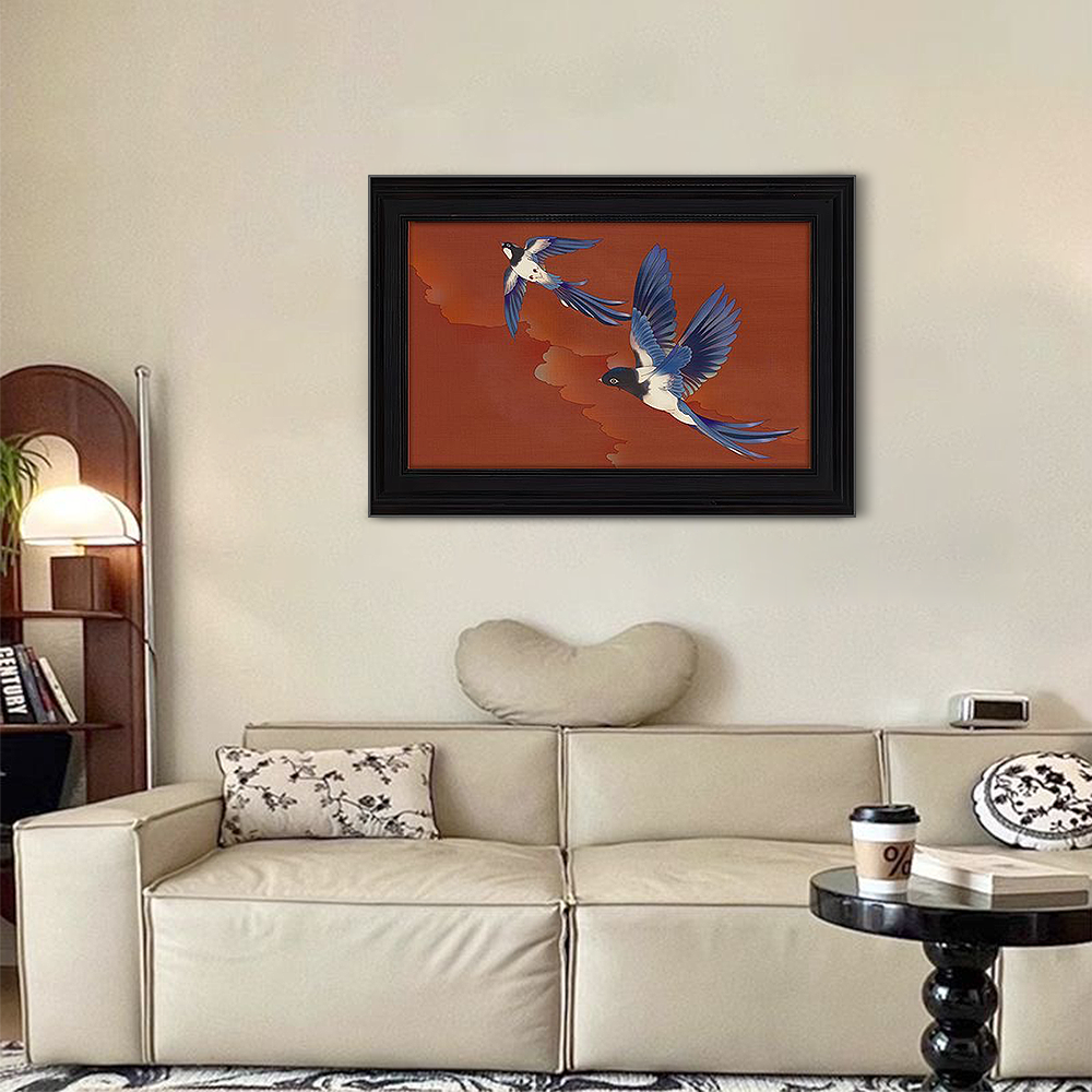 FOREST HILL Chinese Style Birds Painting With Black Frame
