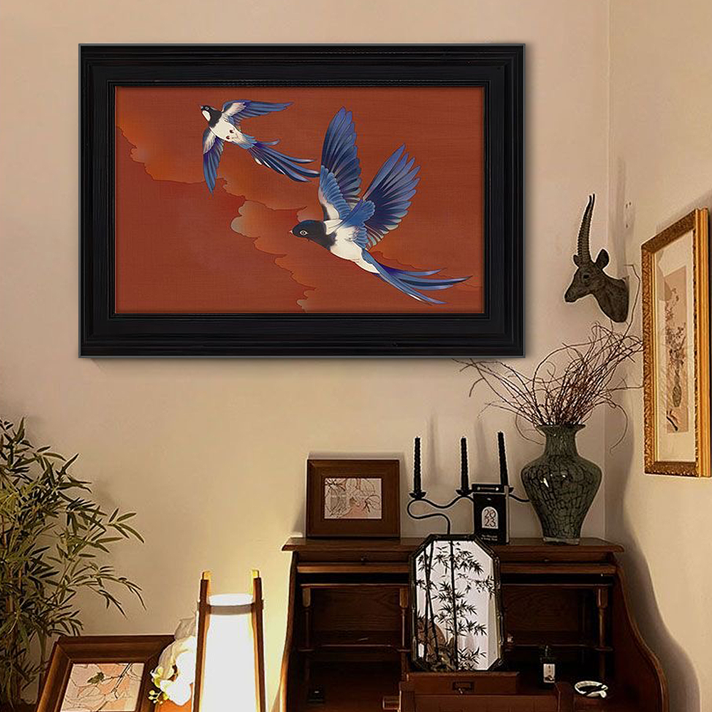 FOREST HILL Chinese Style Birds Painting With Black Frame