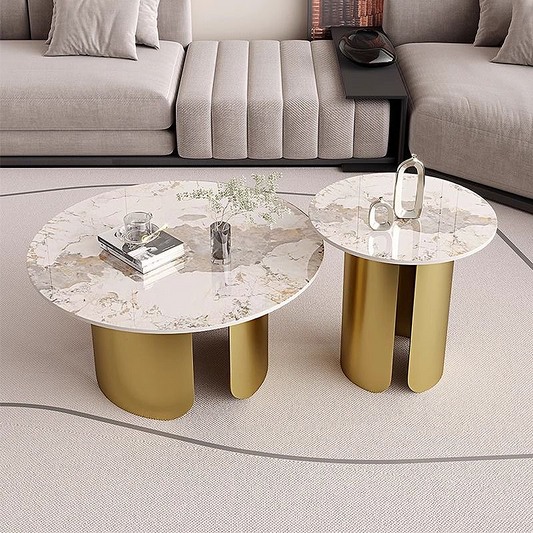 FOREST HILL Modern Marble & Steel Center & Side Tables