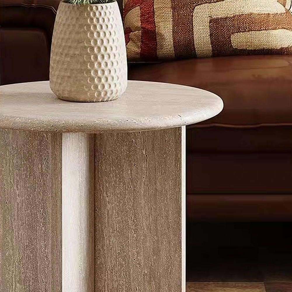 FOREST HILL Modern Small Round Natural Stone Side Table