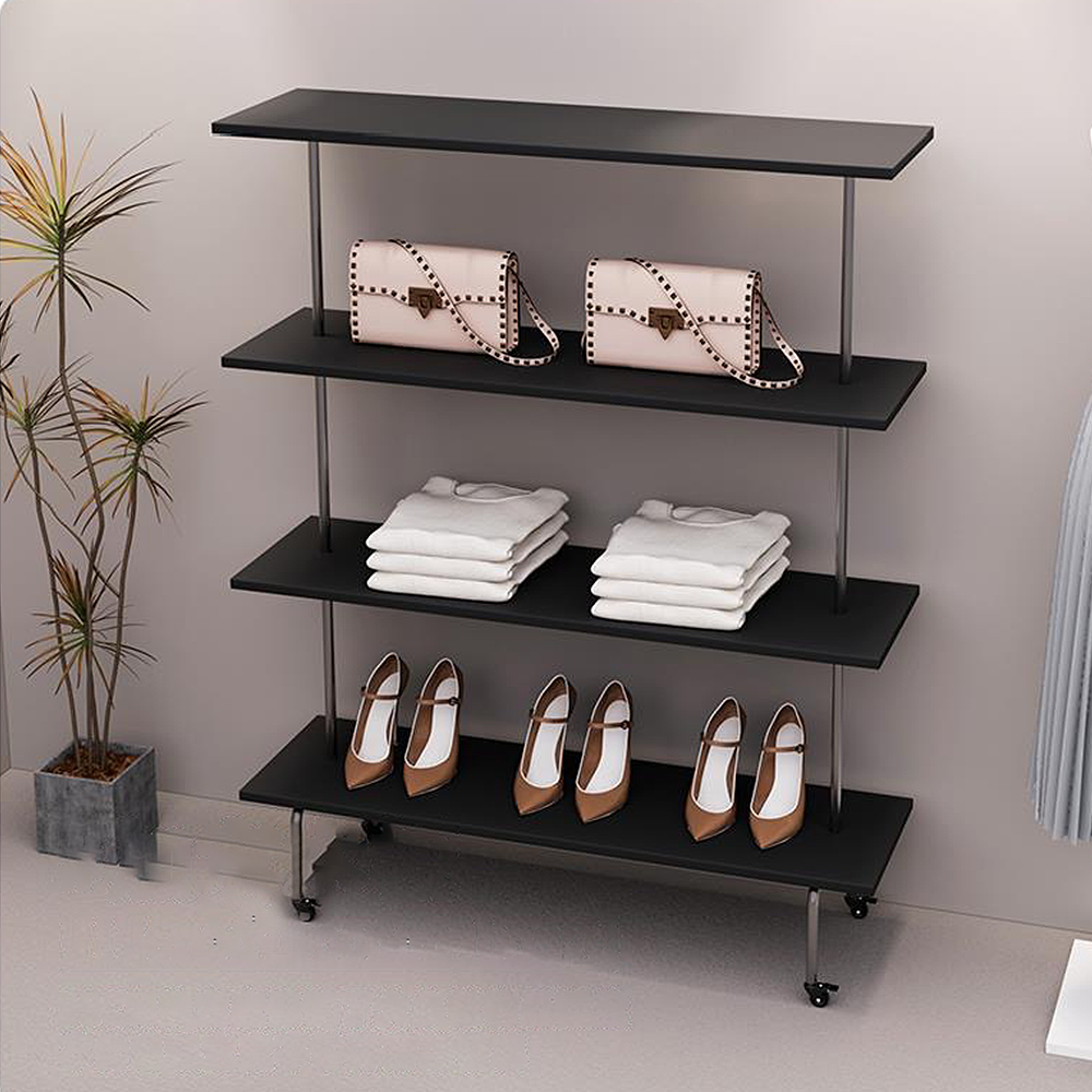 FOREST HILL Simple Multipurpose Black Display Shelf With Wheel