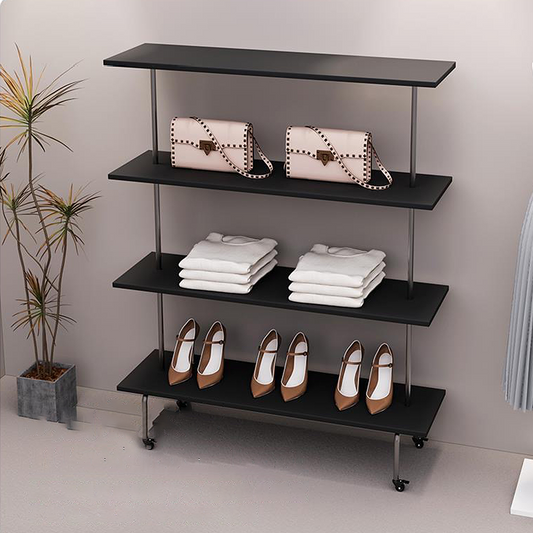 FOREST HILL Simple Multipurpose Black Display Shelf With Wheel