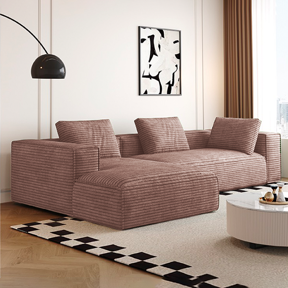 FOREST HILL 108" L-Shape Chenille Corduroy Upholstered Sofas with Side Chaise