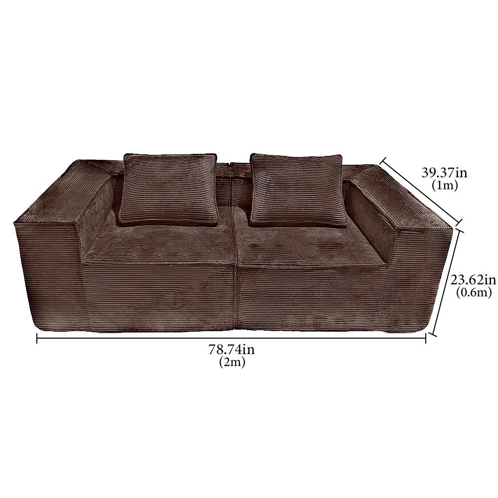 FOREST HILL HOME 79“ Chenille Corduroy Upholstered Two Seats Sofa