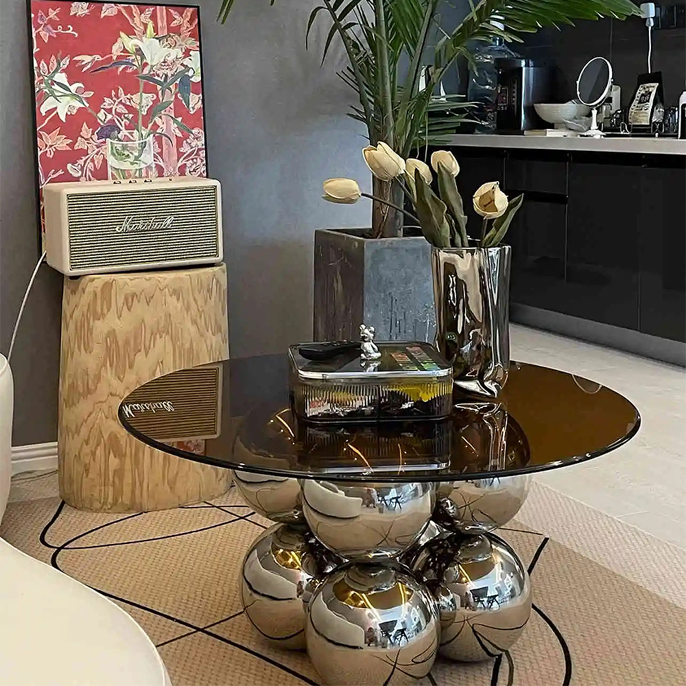 FOREST HILL Stainless steel glass coffee table household corner table