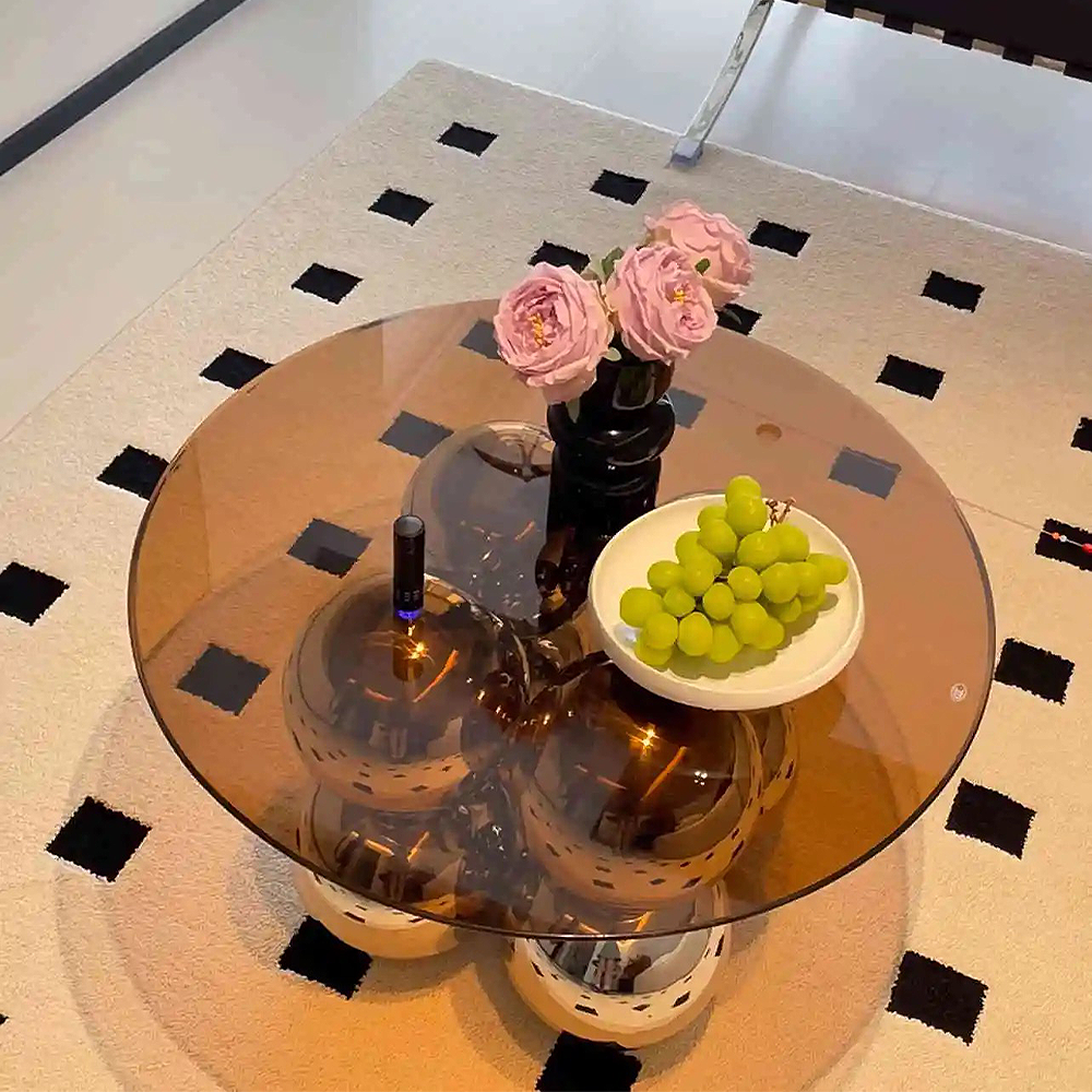 FOREST HILL Stainless steel glass coffee table household corner table
