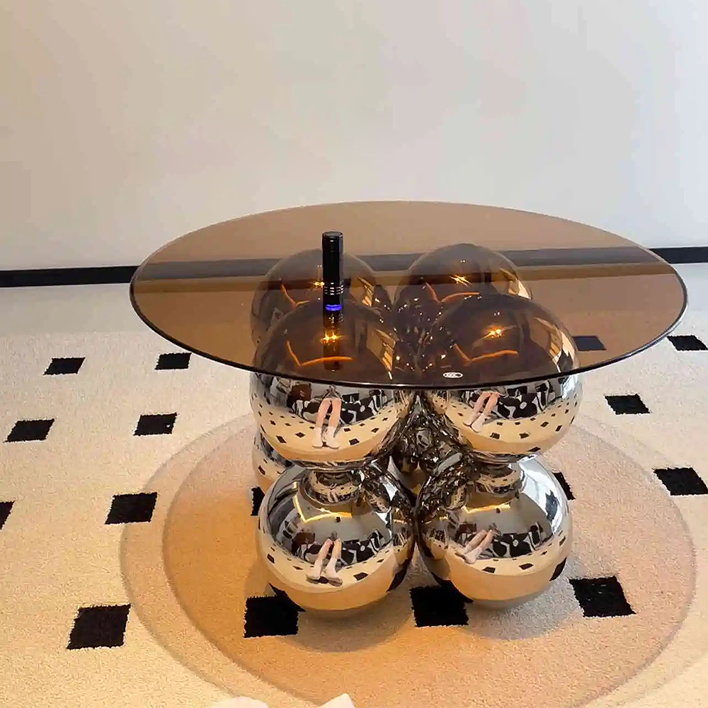 FOREST HILL Stainless steel glass coffee table household corner table