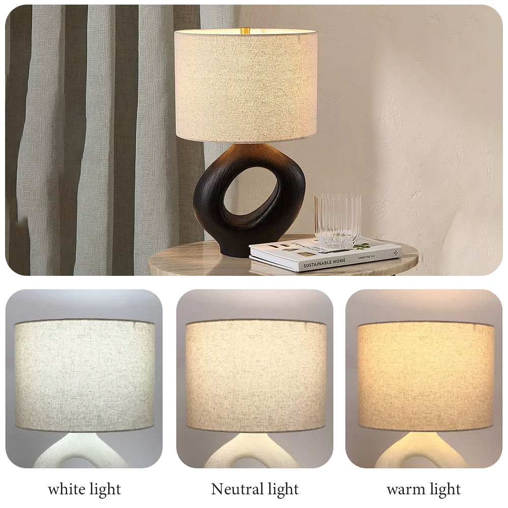 FOREST HILL Matte Black Oval Ceramic Table Lamp