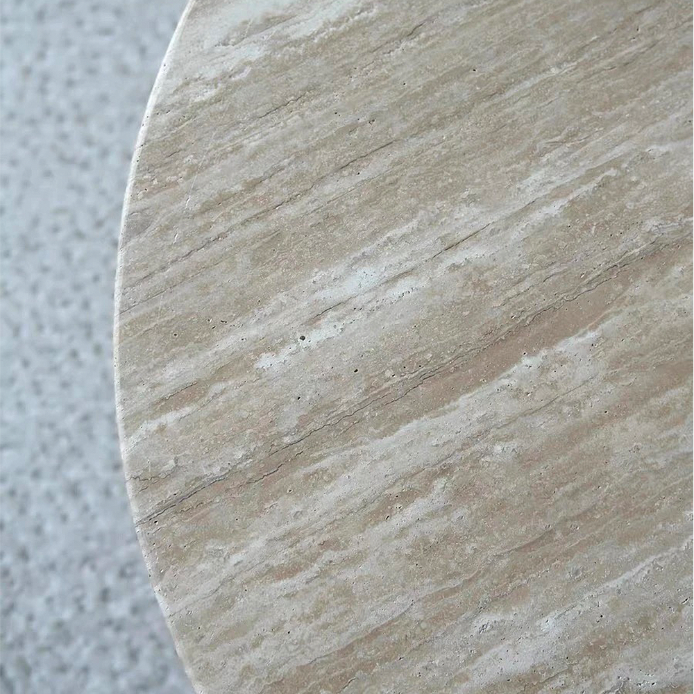 FOREST HILL Modern Small Round Natural Stone Side Table