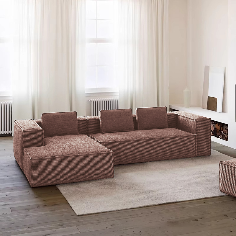 FOREST HILL 108" L-Shape Chenille Corduroy Upholstered Sofas with Side Chaise