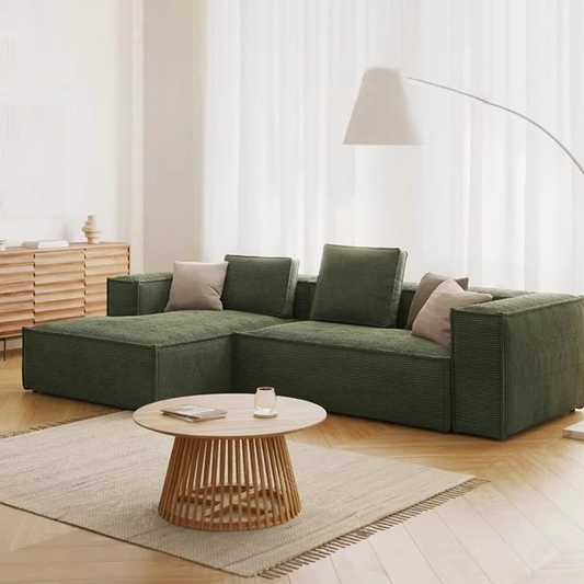 FOREST HILL 108" L-Shape Chenille Corduroy Upholstered Sofas with Side Chaise
