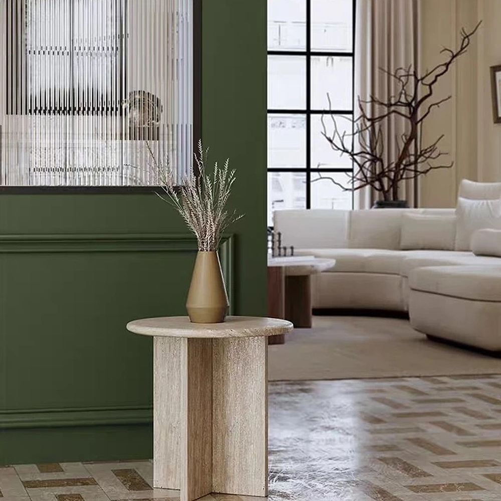 FOREST HILL Modern Small Round Natural Stone Side Table