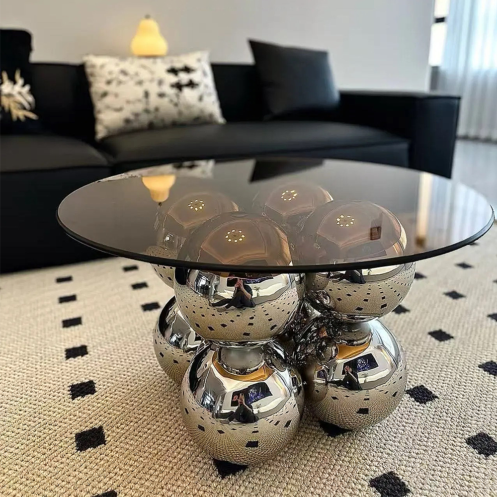 FOREST HILL Stainless steel glass coffee table household corner table