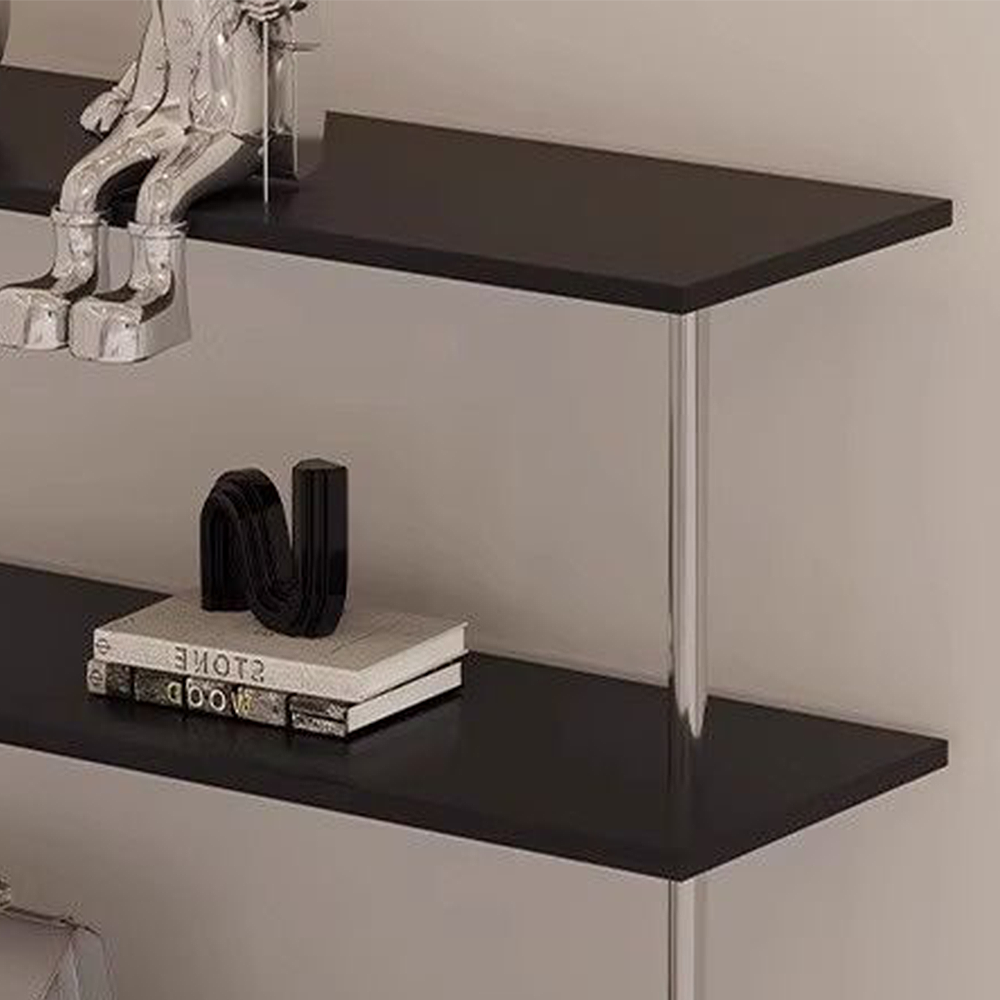 FOREST HILL Simple Multipurpose Black Display Shelf With Wheel