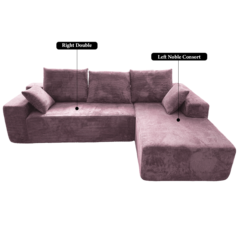 FOREST HILL 108" L-Shape Chenille Corduroy Upholstered Sofas with Side Chaise