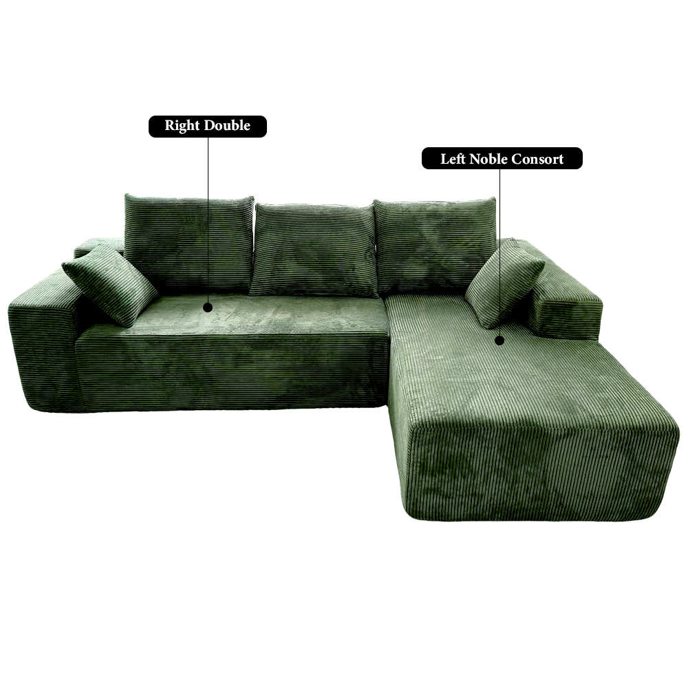 FOREST HILL 108" L-Shape Chenille Corduroy Upholstered Sofas with Side Chaise