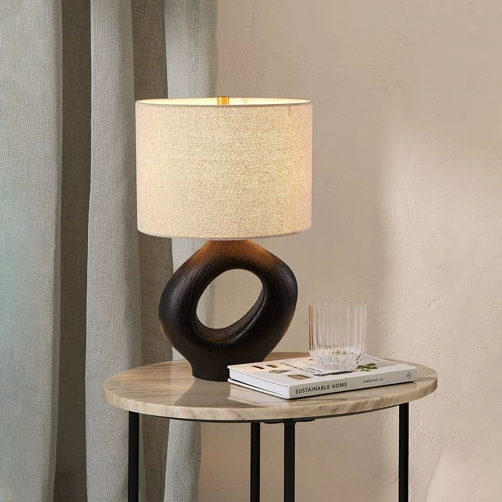 FOREST HILL Matte Black Oval Ceramic Table Lamp