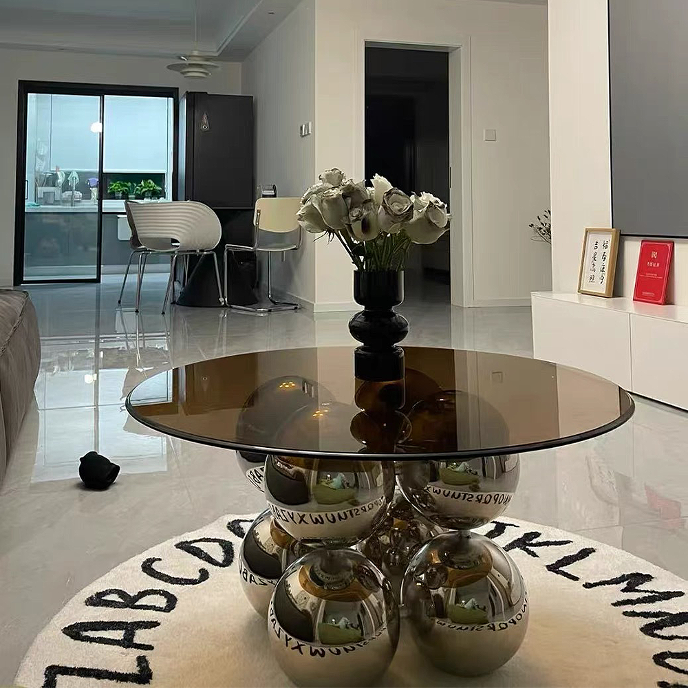 FOREST HILL Stainless steel glass coffee table household corner table