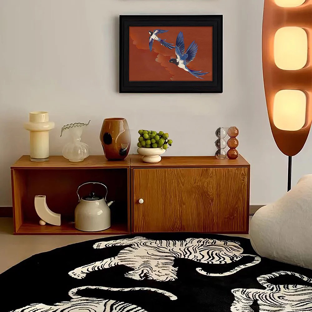 FOREST HILL Chinese Style Birds Painting With Black Frame