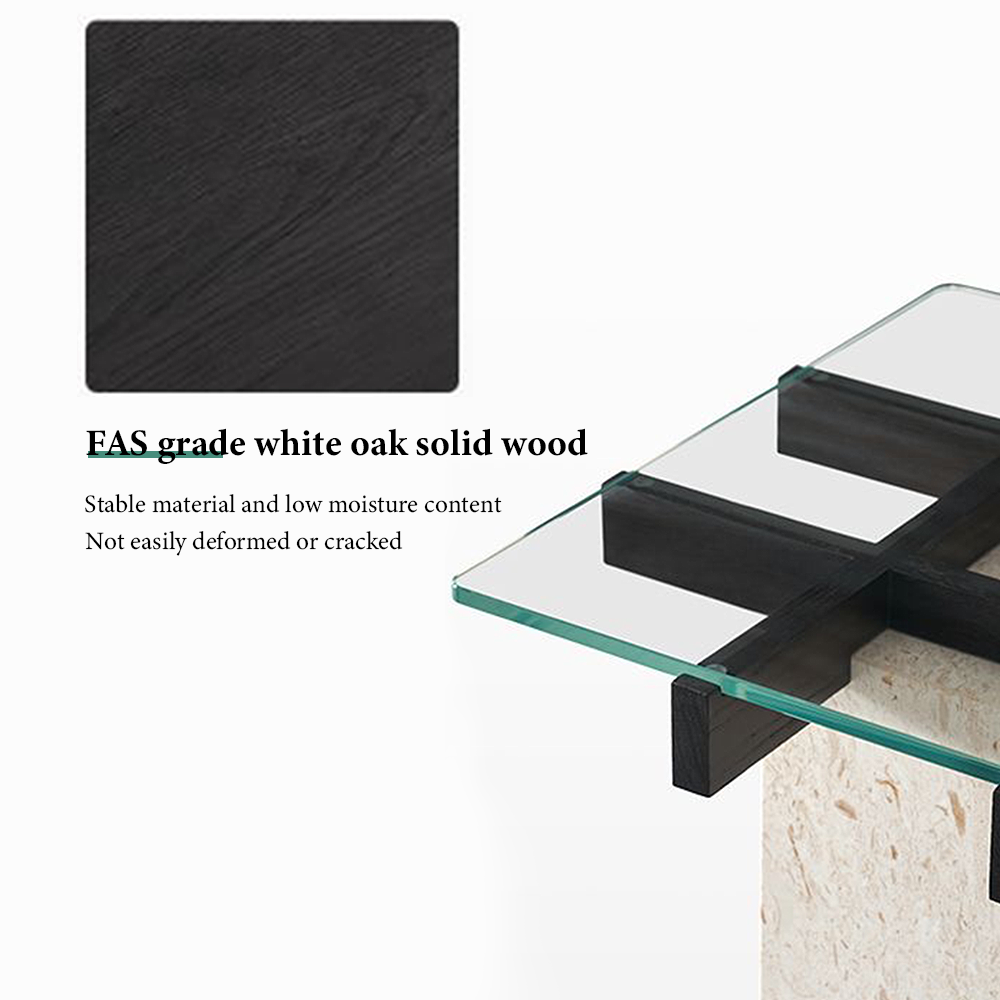 FOREST HILL Mid-century modern glass and travertine side tables