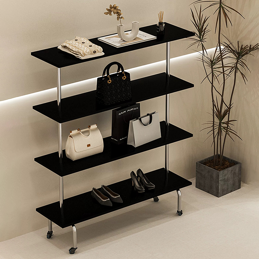 FOREST HILL Simple Multipurpose Black Display Shelf With Wheel