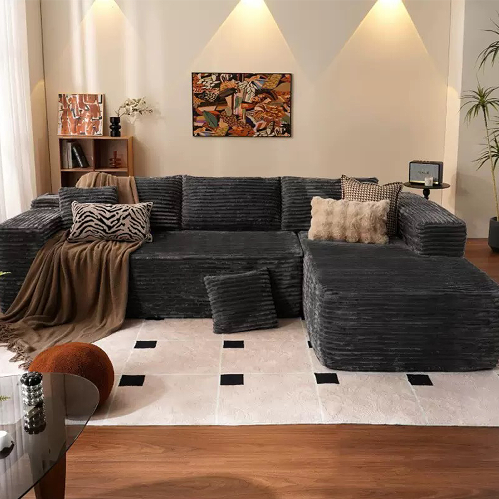 FOREST HILL 106“ L-shape Upholstered Deep Sitting Sofa with Chaise