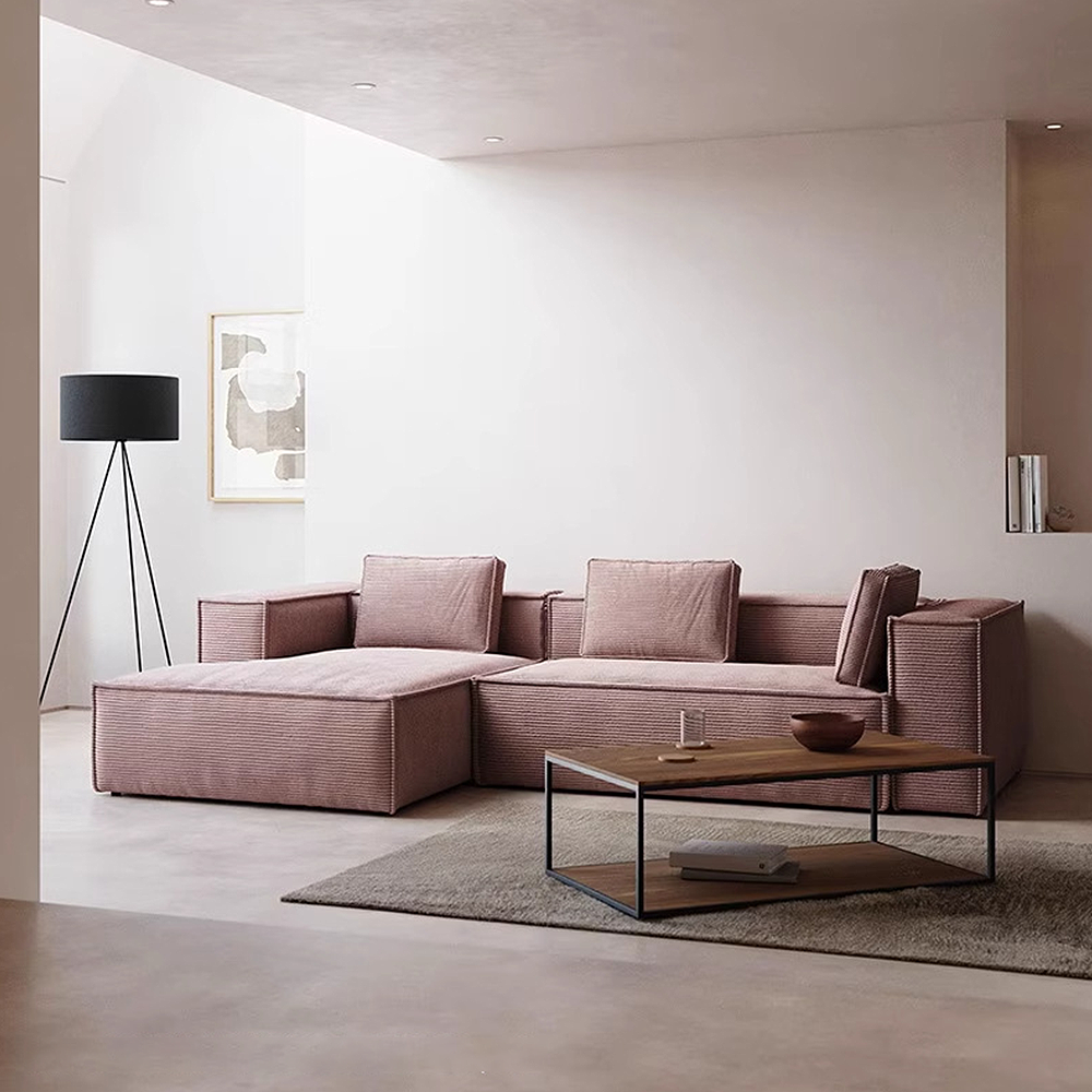 FOREST HILL 108" L-Shape Chenille Corduroy Upholstered Sofas with Side Chaise
