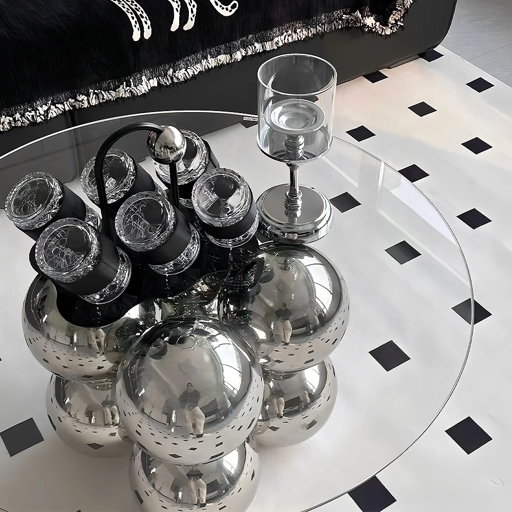 FOREST HILL Stainless steel glass coffee table household corner table