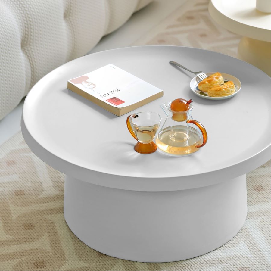 MARTINI MODERN ROUND COFFEE TABLE MATTE BLACK MATTE WHITE side table, 27'/20'