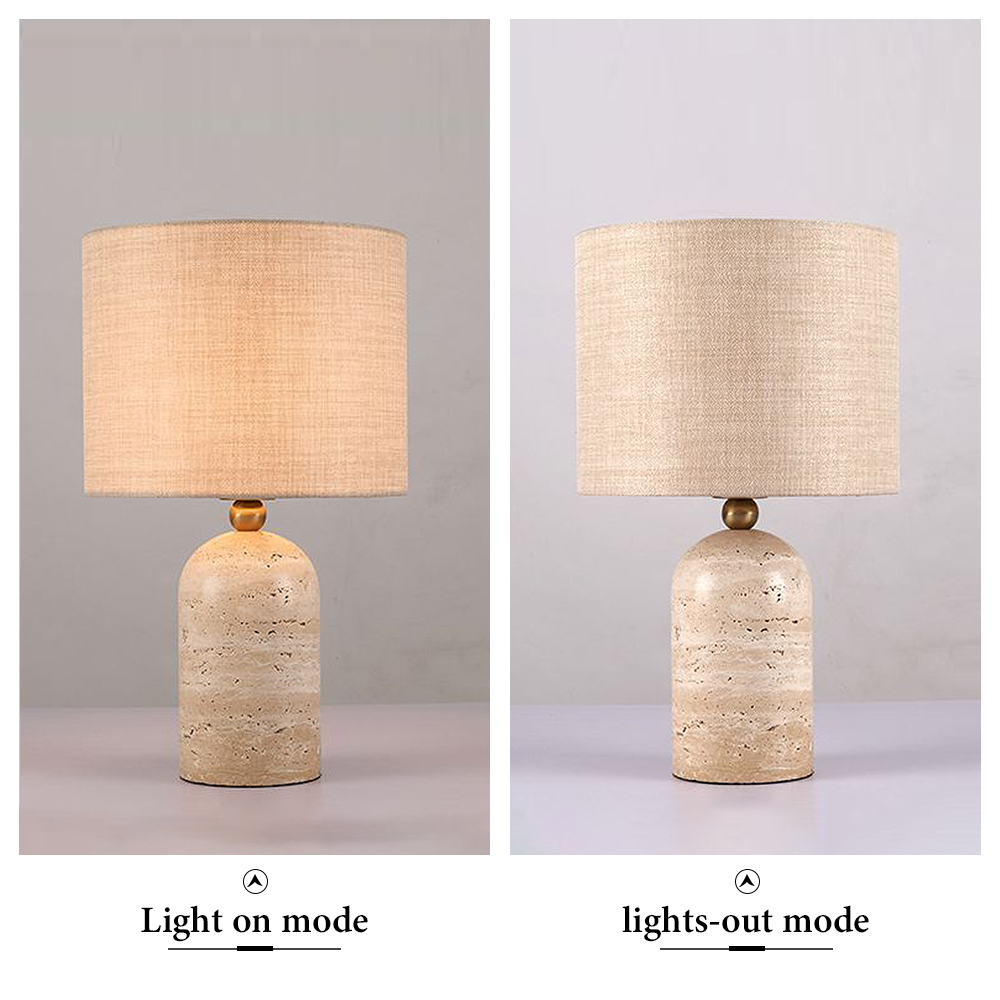 FOREST HILL Natural Travertine & Brass Accent Table Lamp
