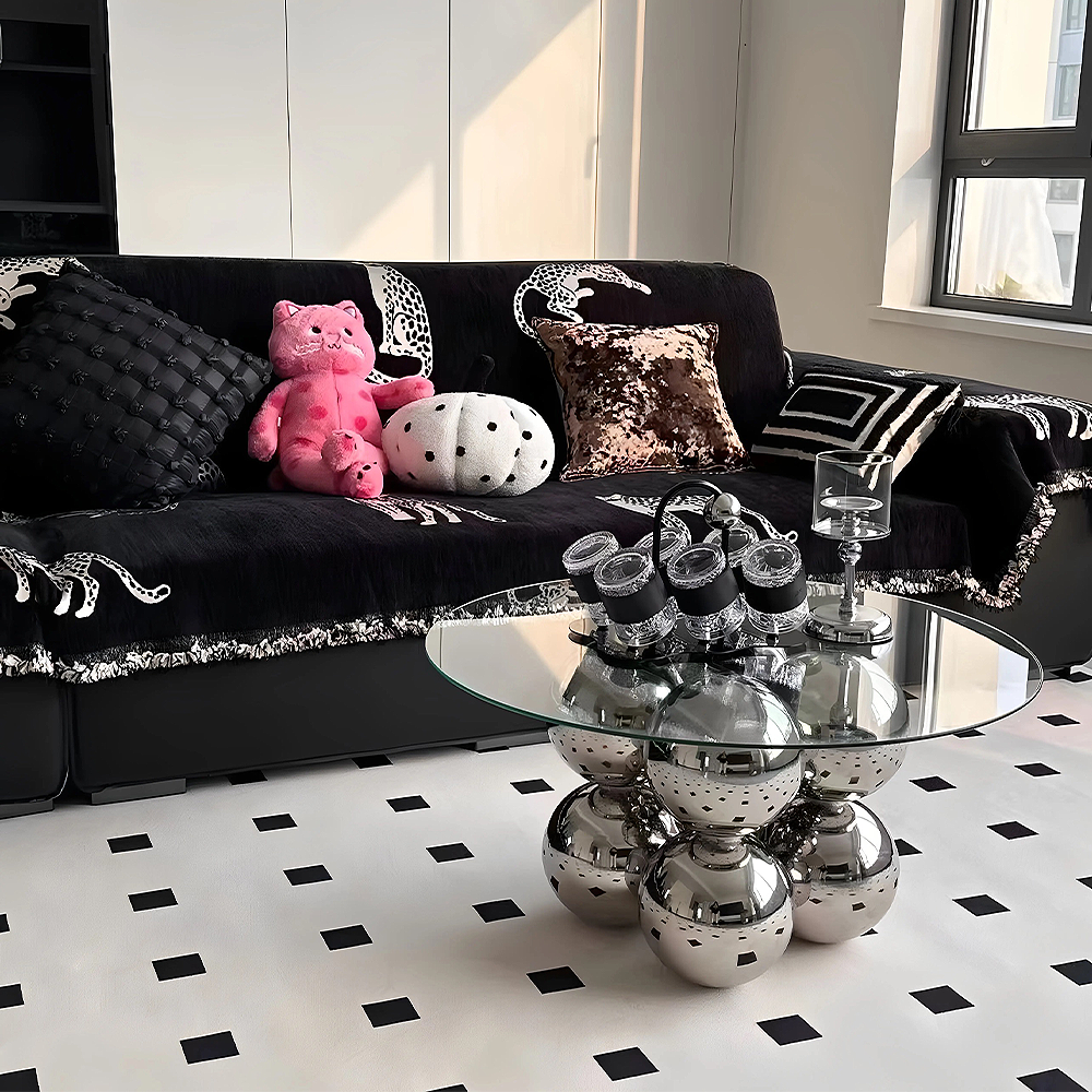 FOREST HILL Stainless steel glass coffee table household corner table