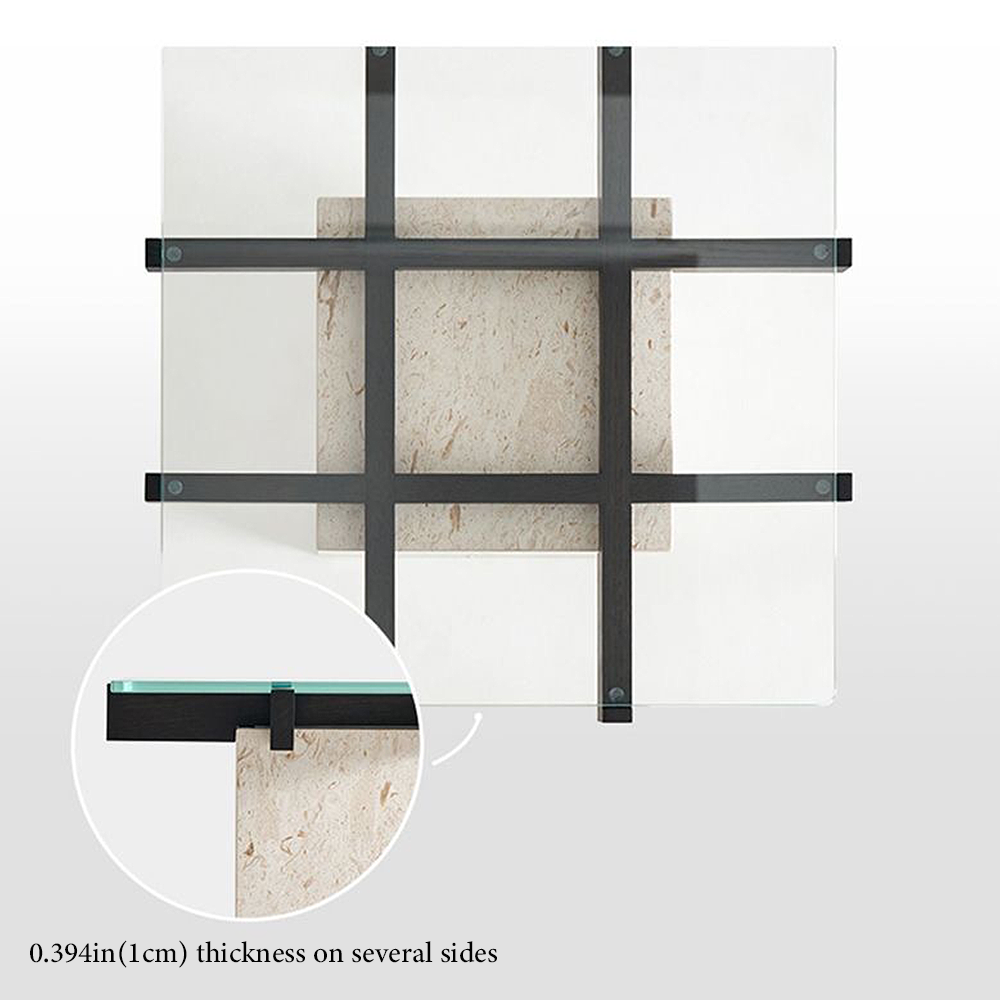 FOREST HILL Mid-century modern glass and travertine side tables