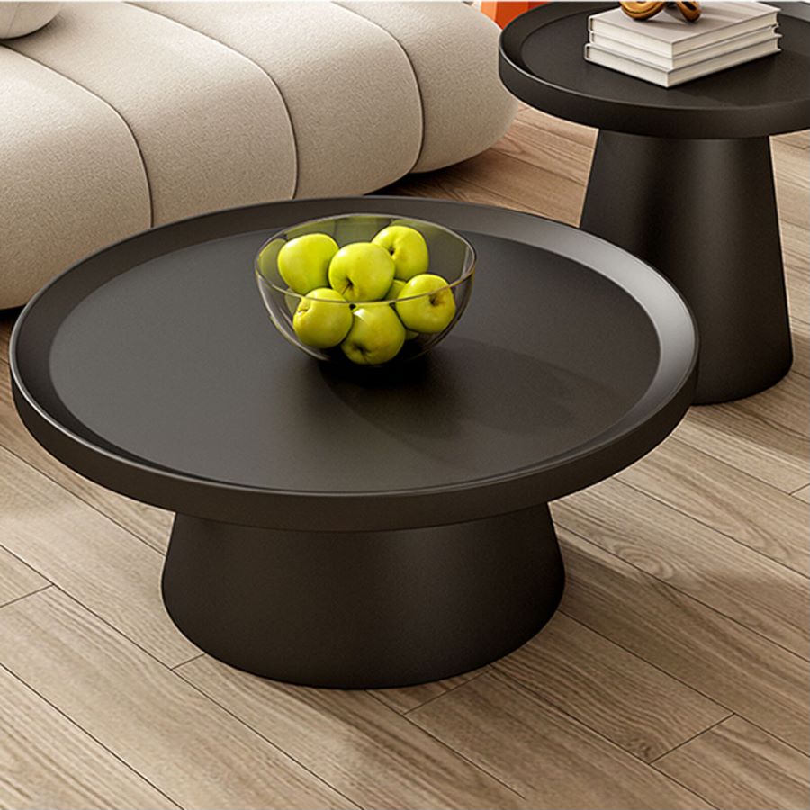 MARTINI MODERN ROUND COFFEE TABLE MATTE BLACK MATTE WHITE side table, 27'/20'