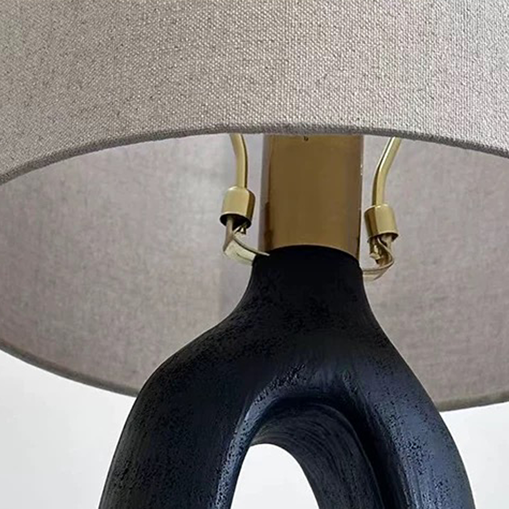 FOREST HILL Matte Black Oval Ceramic Table Lamp
