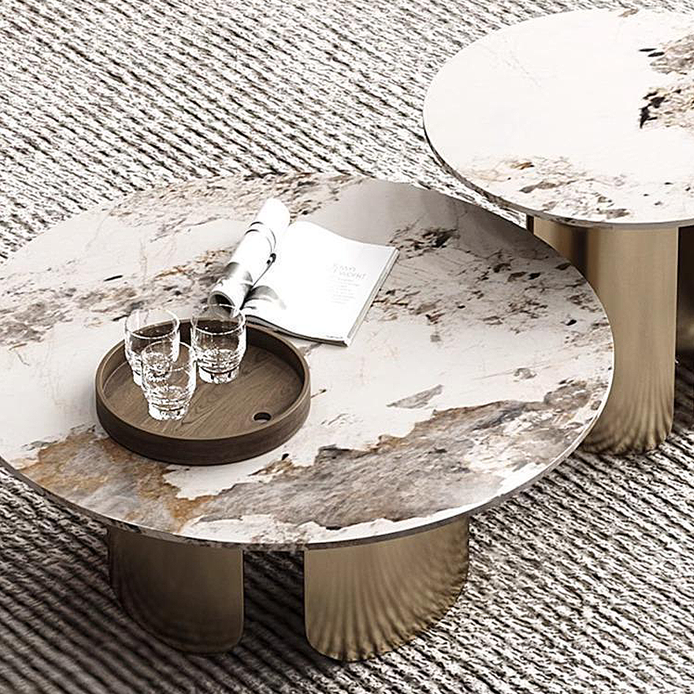 FOREST HILL Modern Marble & Steel Center & Side Tables