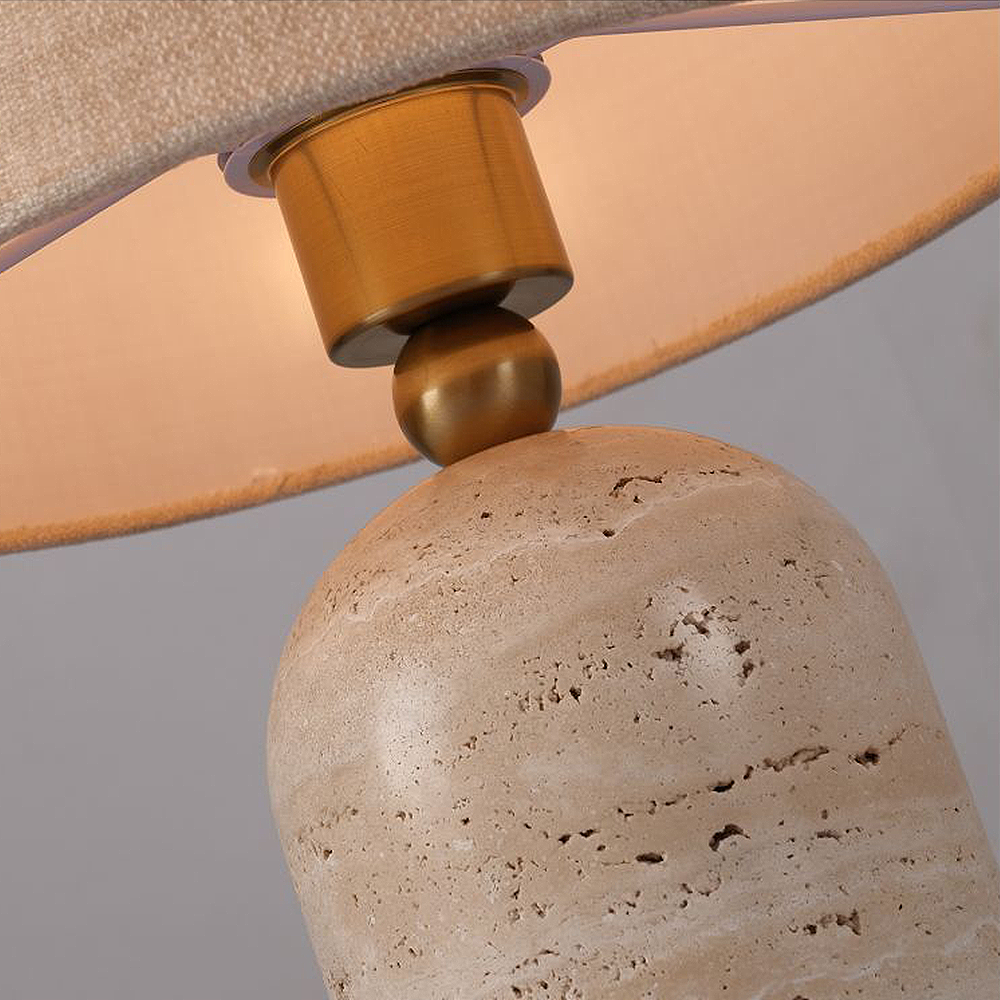 FOREST HILL Natural Travertine & Brass Accent Table Lamp