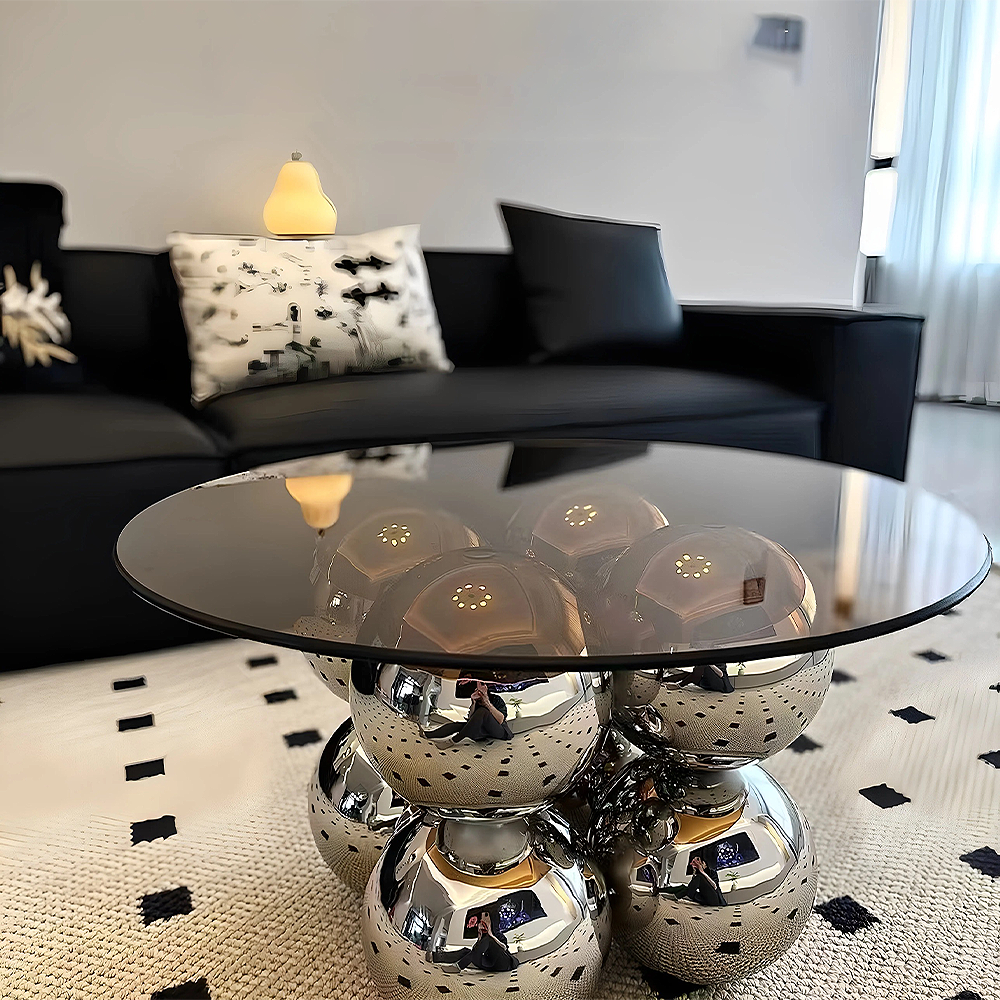 FOREST HILL Stainless steel glass coffee table household corner table