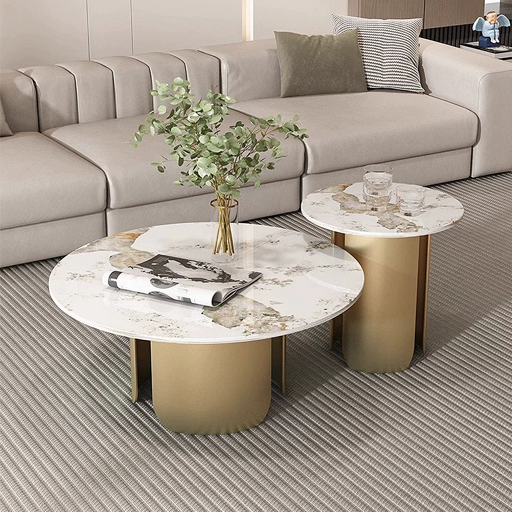 FOREST HILL Modern Marble & Steel Center & Side Tables