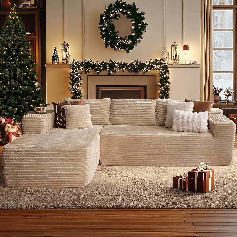 FOREST HILL 106“ L-shape Upholstered Deep Sitting Sofa with Chaise
