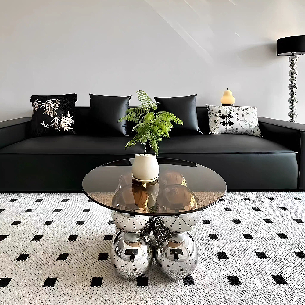 FOREST HILL Stainless steel glass coffee table household corner table