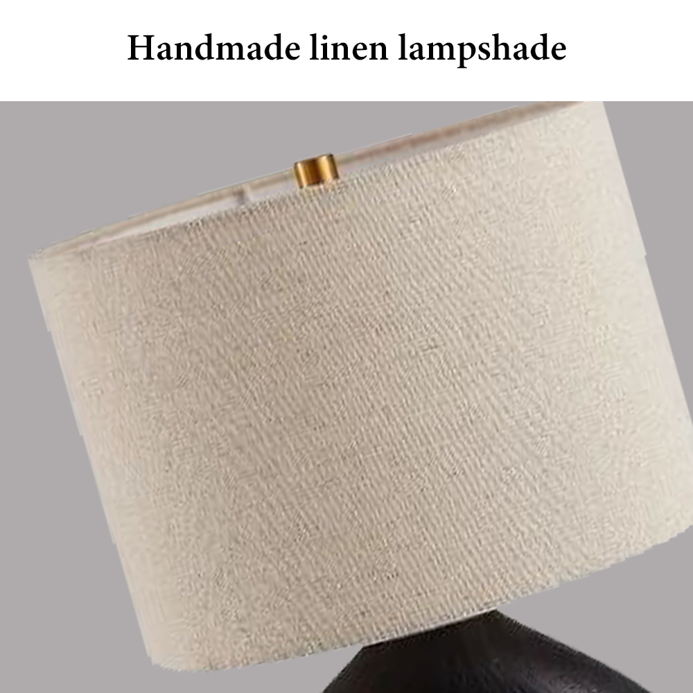 FOREST HILL Matte Black Oval Ceramic Table Lamp