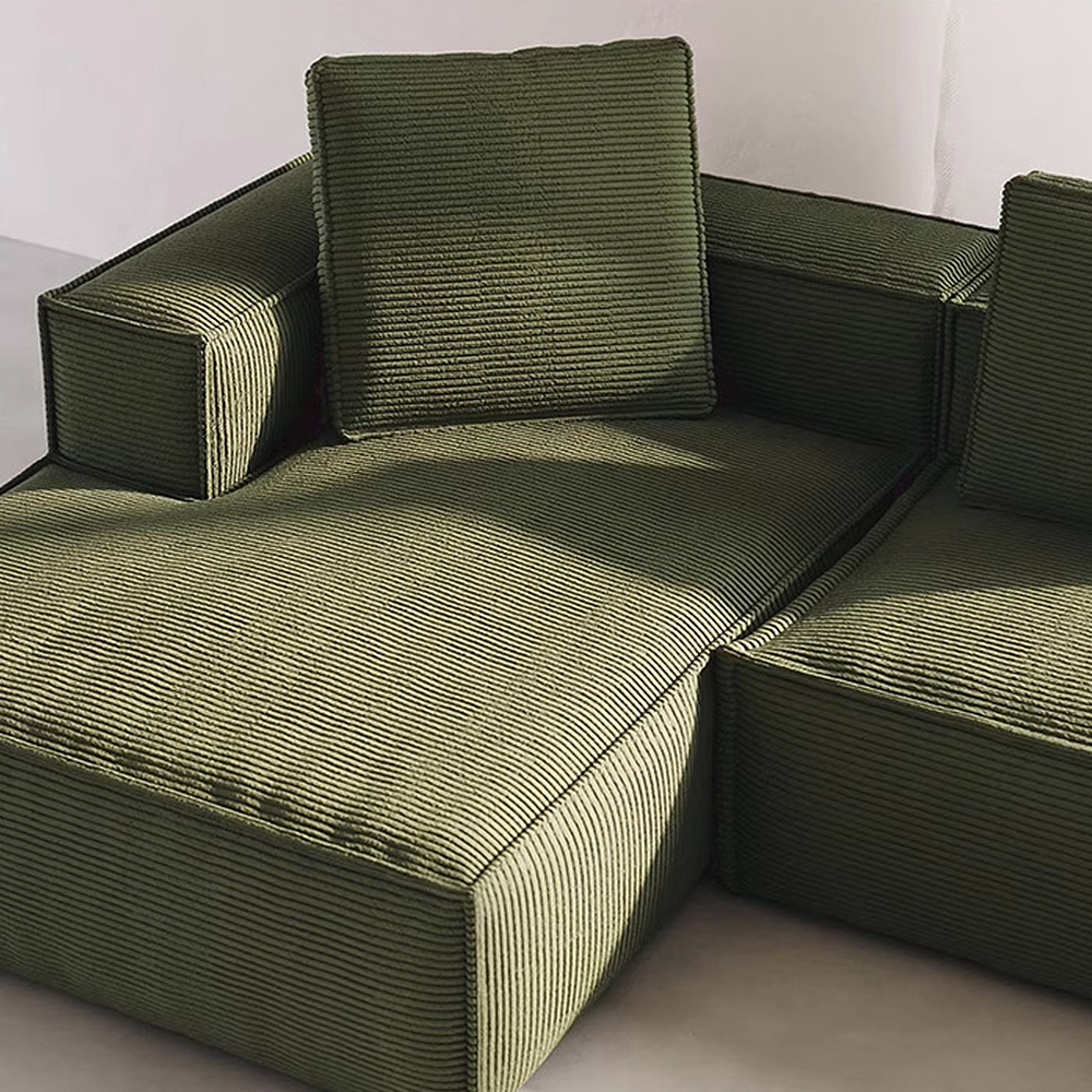 FOREST HILL 108" L-Shape Chenille Corduroy Upholstered Sofas with Side Chaise