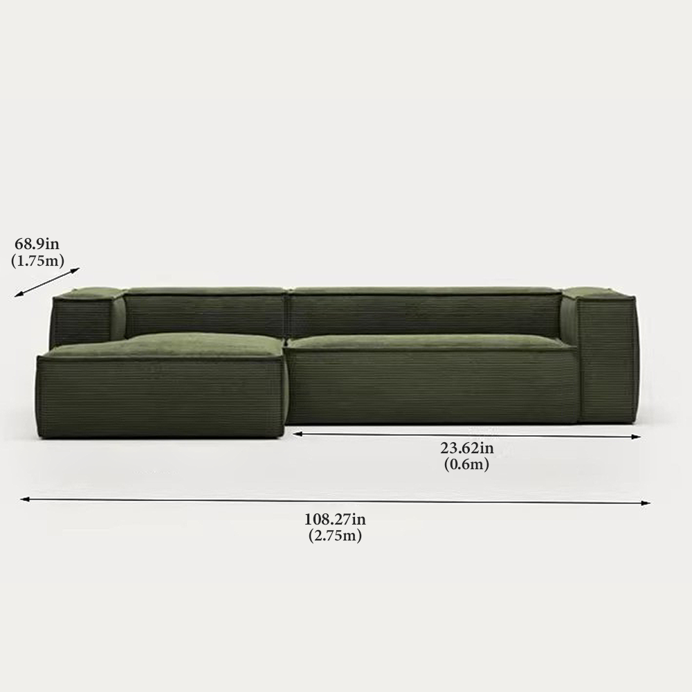 FOREST HILL 108" L-Shape Chenille Corduroy Upholstered Sofas with Side Chaise